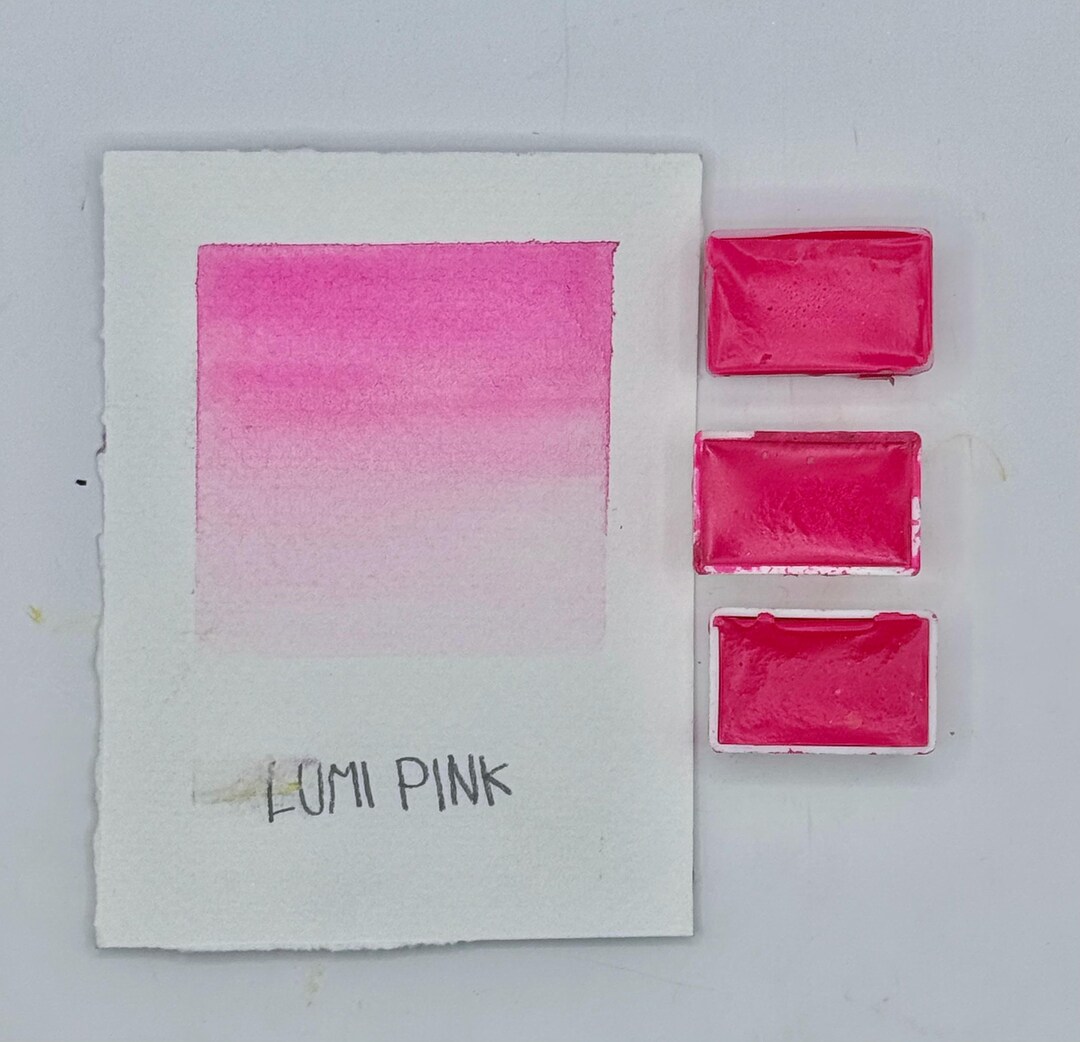 Translucent Pink Color Paint Lumi Pink Fluorescent Watercolor Full Pan – Handmade Neon Artist Paint ...