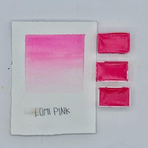 Lumi Pink Fluorescent Watercolor Full Pan – Handmade Neon Artist Paint | Bright Pink | High Pigment | Fits Standard Palette