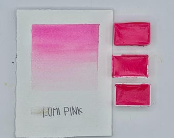Lumi Pink Fluorescent Watercolor Full Pan – Handmade Neon Artist Paint | Bright Pink | High Pigment | Fits Standard Palette