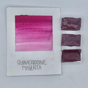Quinacridone Magenta Watercolor Full Pan – Handmade Bold Pink Artist Paint Rich Raspberry Hue Transparent Small Batch Fits Standard Palette