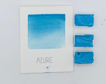 Azure Watercolor Full Pan – Handmade Artist Paint | Bright Sky Blue | Small Batch | High Pigment | Fits Standard Palette  Artisan Watercolor