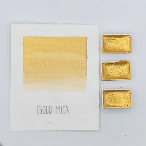 Gold Mica Watercolor Full Pan – Handmade Metallic Artist Paint | Intense Shine & Smooth Coverage | High Pigment | Fits Standard Palette