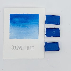 Cobalt Blue Watercolor Full Pan – Handmade Artist Paint | Mineral Blue | High Pigment Fits Standard Palette Real Historic Artisan Watercolor