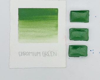 Chromgrüne Aquarellfarbe - Full Pan - Künstlerfarbe | Tiefes Waldgrün | Historisches Hochpigment | Kleinserie | Passend für Standard-Palette