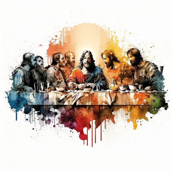 Jesus' Last Supper in Watercolor