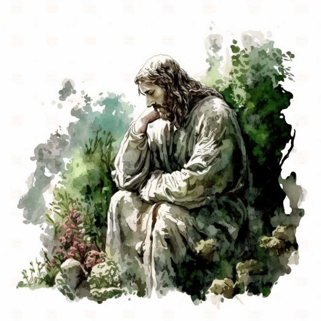 Jesus in Gethsemane in Watercolor Etsy