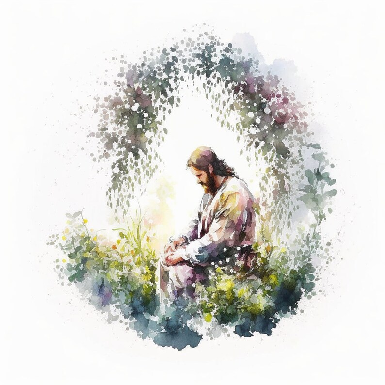 Jesus in the Garden in Watercolor - Etsy