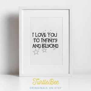 I Love You To Infinity And Beyond Printable Phrase Art Digital Print. Love. Create your own gifts with Digital Downloads. PNG transparent.