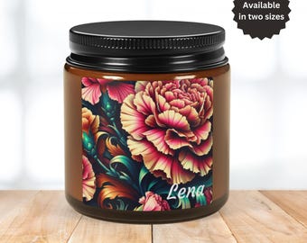 Personalisierte Geburtsblumenkerze: Nelke Januar Duftkerze
