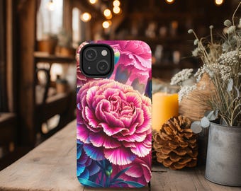 Birth Flower Phone Case: January Carnation, Personalized Floral Design