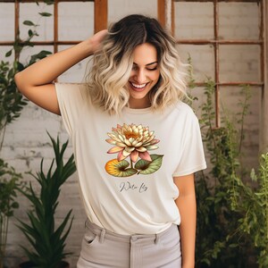 Birth Flower T-shirt, Birth Month Gift, Comfort Colors Shirt, July Water Lily, Unisex Tee, Floral Top, Flower Lovers Gift, Graphic Tee