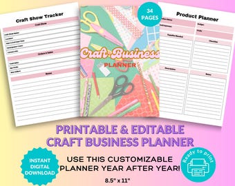 Craft Planner, Printable Craft Business Planner, Handmade Craft Business, Planner for Crafters, Digital Download, Daily Weekly Monthly Plan