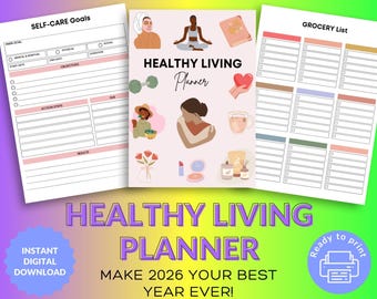 Printable Healthy Living Planner: Customizable Weight Loss & Self-Care Journal (Digital Download)