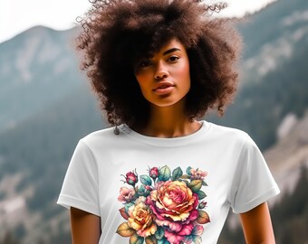 June Birth Flower T-shirt: Rose Graphic Tee, Floral Gift