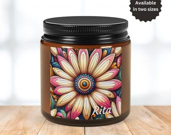 Personalized Birth Flower Soy Candle: Custom Birthday Gift