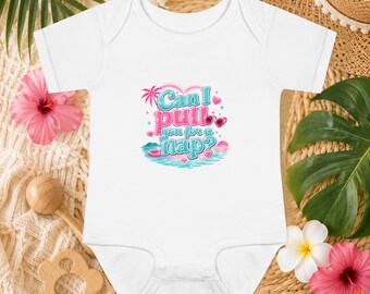 Mag ik je uitdagen voor een dutje? | Retro tropische babyromper | Y2K Summer Islander-outfit