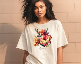 August Gladiolus T-shirt: Comfort Colors Birth Flower Tee