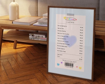 Self Care Receipt | Trendy Retro Wall Art | Self Care List | Daily Affirmations Poster | Healing Quotes | Guest Check Poster | Quote Print
