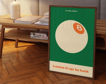 Lucky 8 Ball Poster, großer herunterladbarer Druck, 8 Ball Zitat Print, Retro 70er Jahre Poster, Vintage Zitat Print, sich fühlendes Lucky 8 Ball Zitat Poster