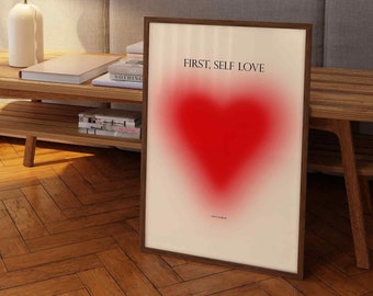 First Self Care Wall Print, Self Love Art, Digital Download Print, Retro Wall Decor, Downloadable Prints, Cute Quote Digital Download Print