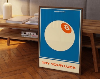 Lucky 8 Ball Retro Poster: 70er Jahre Vintage Zitat Druck (Digitaler Download)