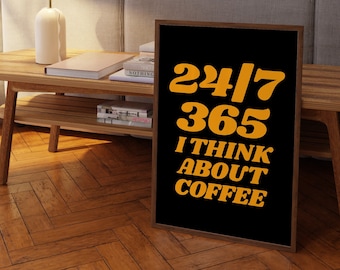 Coffee Print, Coffee Shop Decor, Trendy Coffee Quote Poster, More Espresso Less Depresso, Coffee Kitchen Print, Digital, Typographic Poster