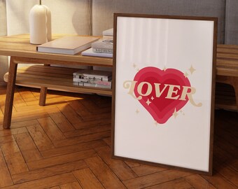 Lover Wall Print, Preppy Printable Art, Cute Girly Print, Y2K Aesthetic Poster, Retro Wall Decor, Downloadable Print, Vintage Printable Art