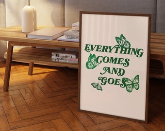 Impression de tout va et vient, citation inspirante, impression de citation rétro, citation de guérison, affirmations positives, art mural imprimable de galerie