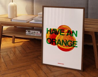 Vintage Obst-Orange Poster: Retro Küche Pop Art (Digitaler Download)