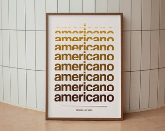 Americano Kaffee Spruch Poster: Moderne Espresso Bar Dekor (Digitaler Download)