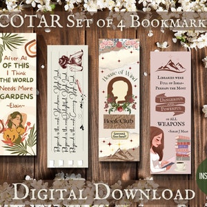 ACOTAR Printable Bookmarks, Sarah J Maas Quotes, A Court of Thorns and Roses, ACOTAR Themed, Elain, Feyre, Rhysand, House of Wind Book Club