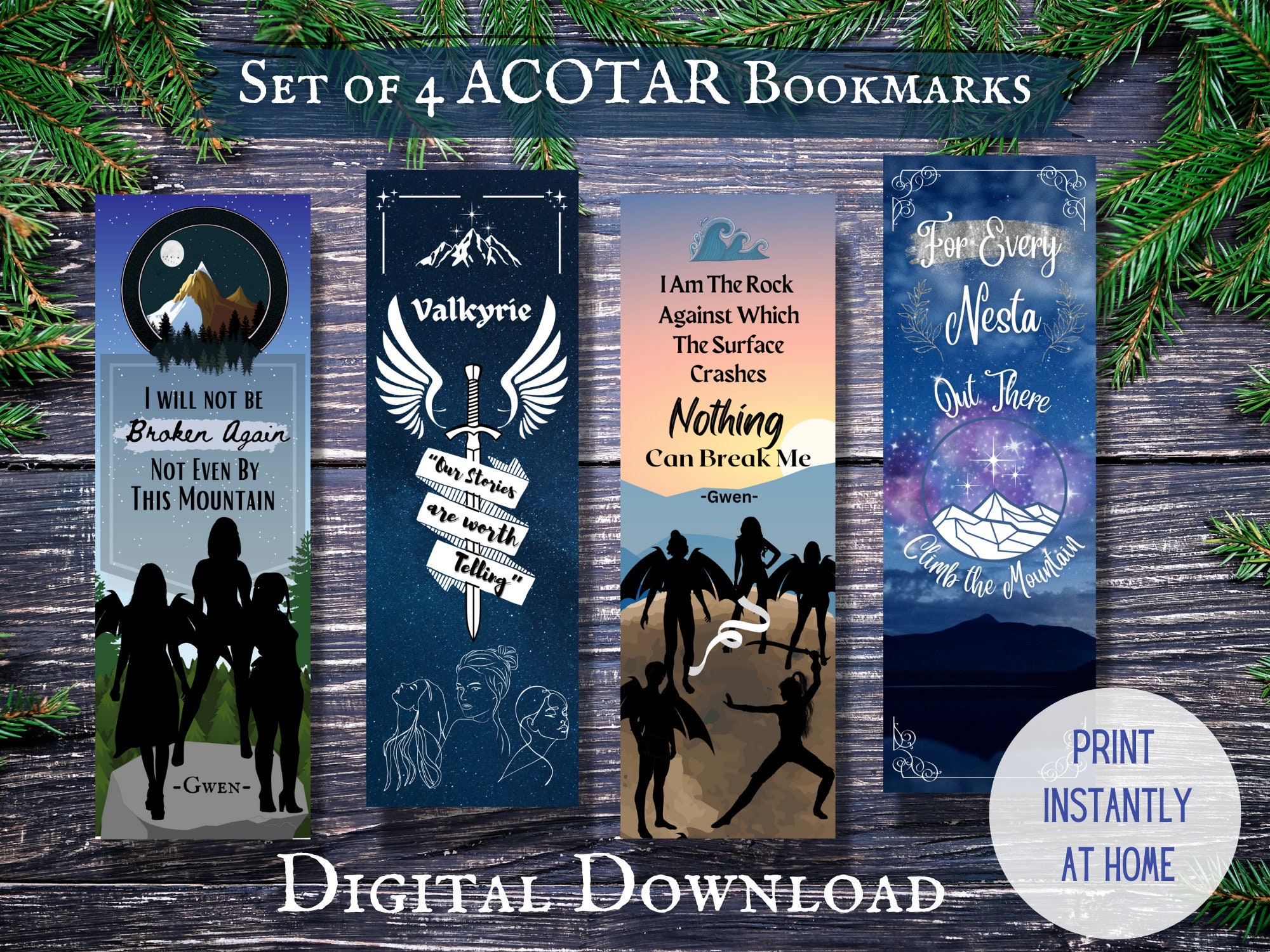 ACOTAR Printable Bookmarks, Sarah J Maas Quotes, A Court of Thorns and Roses, ACOTAR Themed