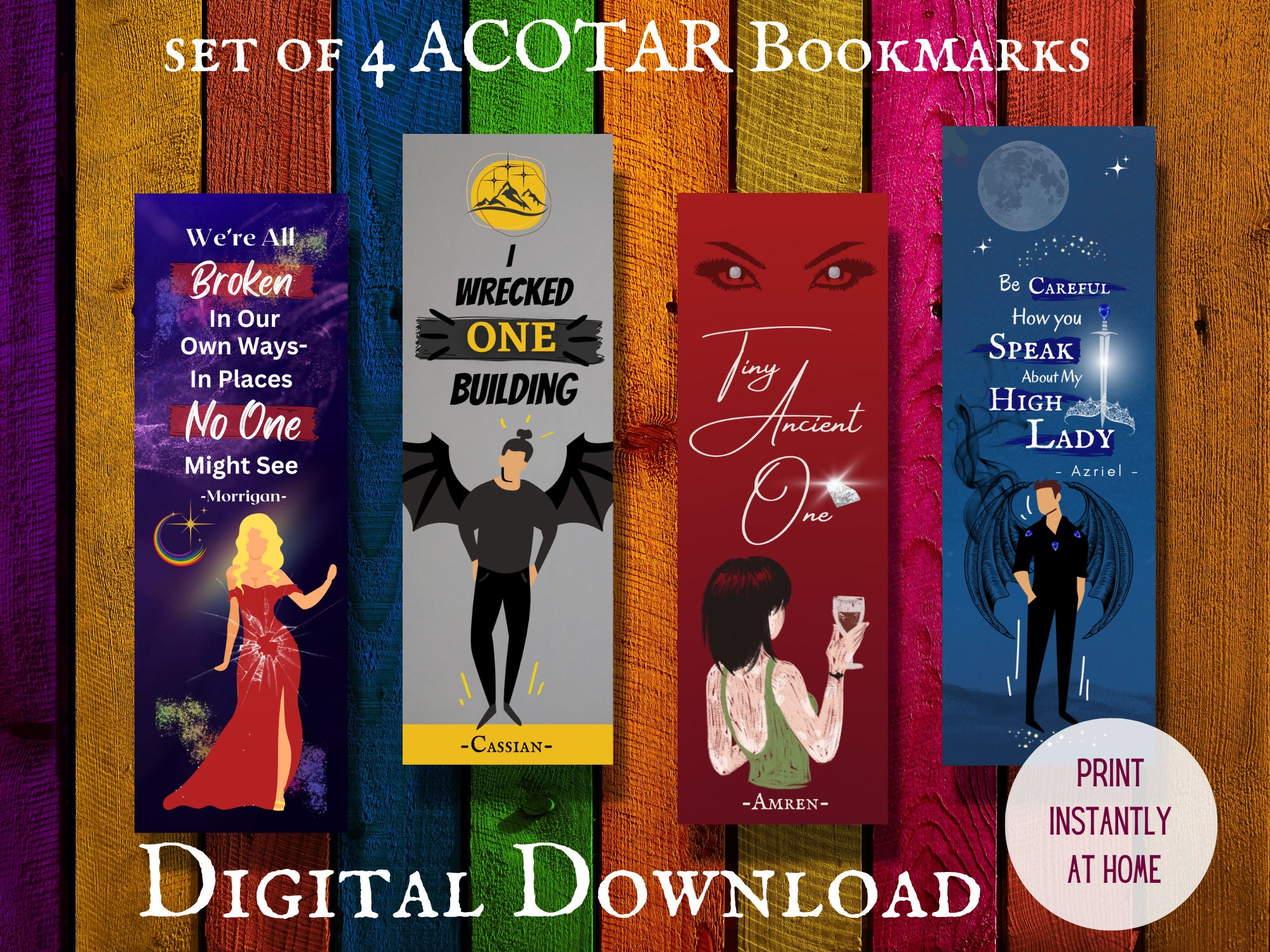 ACOTAR Printable Bookmarks, Sarah J Maas Quotes, A Court of Thorns and