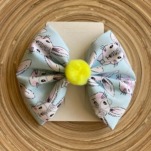 Bunny pattern assorted  Fabric hair ribbon, bow clips, girl&#39;s hair clips