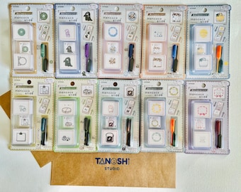 Hancoco Slide Stamps by Kutsuwa Layer Stamps comes with ink super fun stackable stamps made in Japan with cute anime and fantasy designs