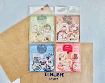 Mattari Animals Flakes Stickers Cute Kawaii Animals Soft Colors Scrapbooking, Journaling, Planning, Decorating, Scheduling, Bujo essential