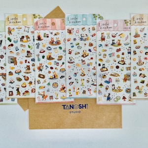 Little Kitchen Sticker Sheets by Mind Wave Cute Animal Coffee Cake Bread Bakery Parfait Donut Confectionary Kaiwaii Cartoon Shops Foodie
