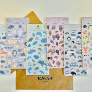 Sea Friends Puffy Stickers by Kamio Made in Japan Cute Kawaii Sea Creatures Fish Polar Bear Penguin Otter Whale Shark Corals Slug Deep Sea