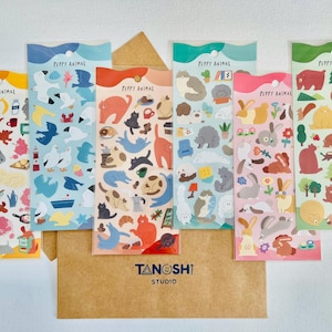 Peppy Animal Sticker Sheets by Mind Wave Cute Kawaii Ghost Cat Tiger Bunny Rabbit Penguin Dog Super Small Aesthetic Teeny Tiny Bird