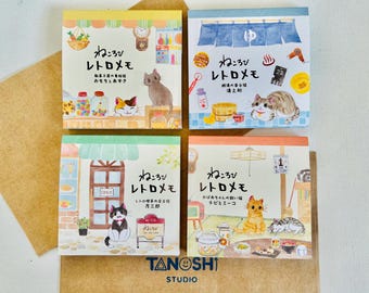 Nekorobi Cat Sticky Notes Memo Pads Made in Japan Cute Kawaii Cat Japanese Cat in Daily Life Aesthetic Water Painting Style Note Pads