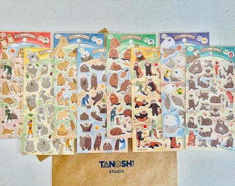 ZOOm in Animals Sticker Sheets Made in Japan Cute Kawaii Otter Seal Red Panda Beaver Capybara Koala Meerkat Zoo Animals Aesthetic Japanese