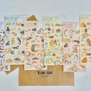 Ohirune Family Animal Sticker Sheets by Mind Wave Cute Kawaii Cat Bunny Rabbit Dog Panda Super Small Aesthetic Teeny Tiny Soft Colors