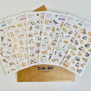 Cherish Sticker Sheets by Mind Wave Cute Kawaii Baby Animals Rabbit Bunny Cat Dog Hamster Panda Bird Soft Adorable Cartoon Expressive Animal
