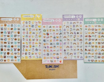 Mood Icon Sticker Sheets By Mind Wave Made in Japan Cute Animals Paper For Scrapbooking, Journaling, Planning, Decorating, Envelope Seal