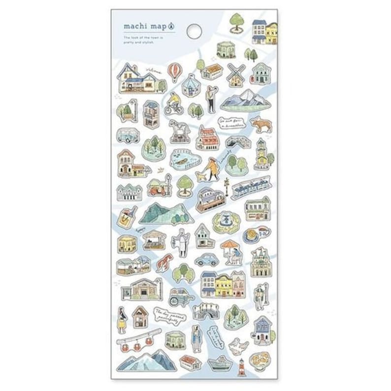 Machi Map Sticker Sheets by Mind Wave Cute Kawaii Small Little Map Town ...