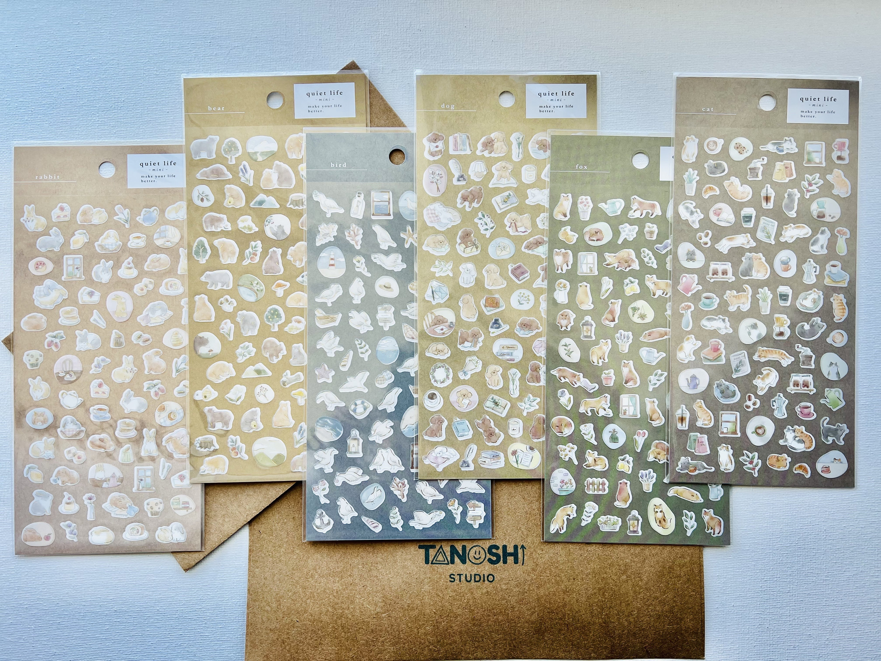 Quiet Life Sticker Sheets by Mind Wave Cute Kawaii Animals For Scrapbooking, Journaling, Planning, Decorating, Scheduling, Bujo essential