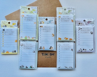 Notas adhesivas para lista de tareas pendientes / Mind Wave / Hecho en Japón / Lindo kawaii / / Nota autoadhesiva / Bloc de notas de animales / Bloc de notas estético