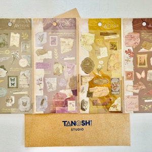 Antique Sticker Sheets by Mind Wave Cute Stamp Cool Newspaper For Scrapbooking, Journaling, Planning, Decorating, Scheduling, Bujo essential