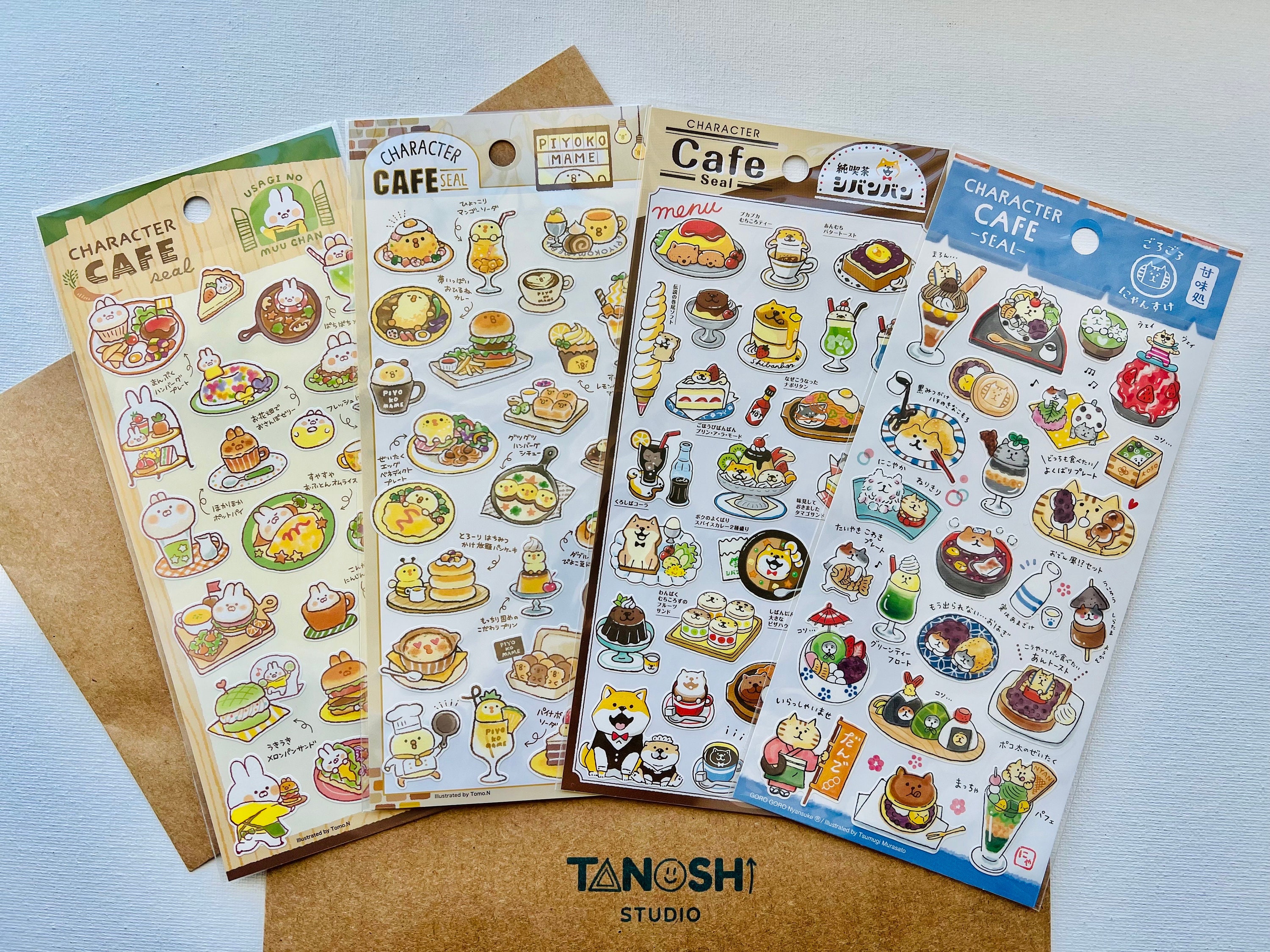 Cafe Food Sticker Sheets by Mind Wave Cute Kawaii Animals Bunny Dog Cat ...