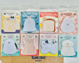Watashi-biyori Katanuki Fusen Sticky Notes Memo Pads By Furukawa Shiko Made in Japan Cute Kawaii Note Pads Animals Sticky Notes